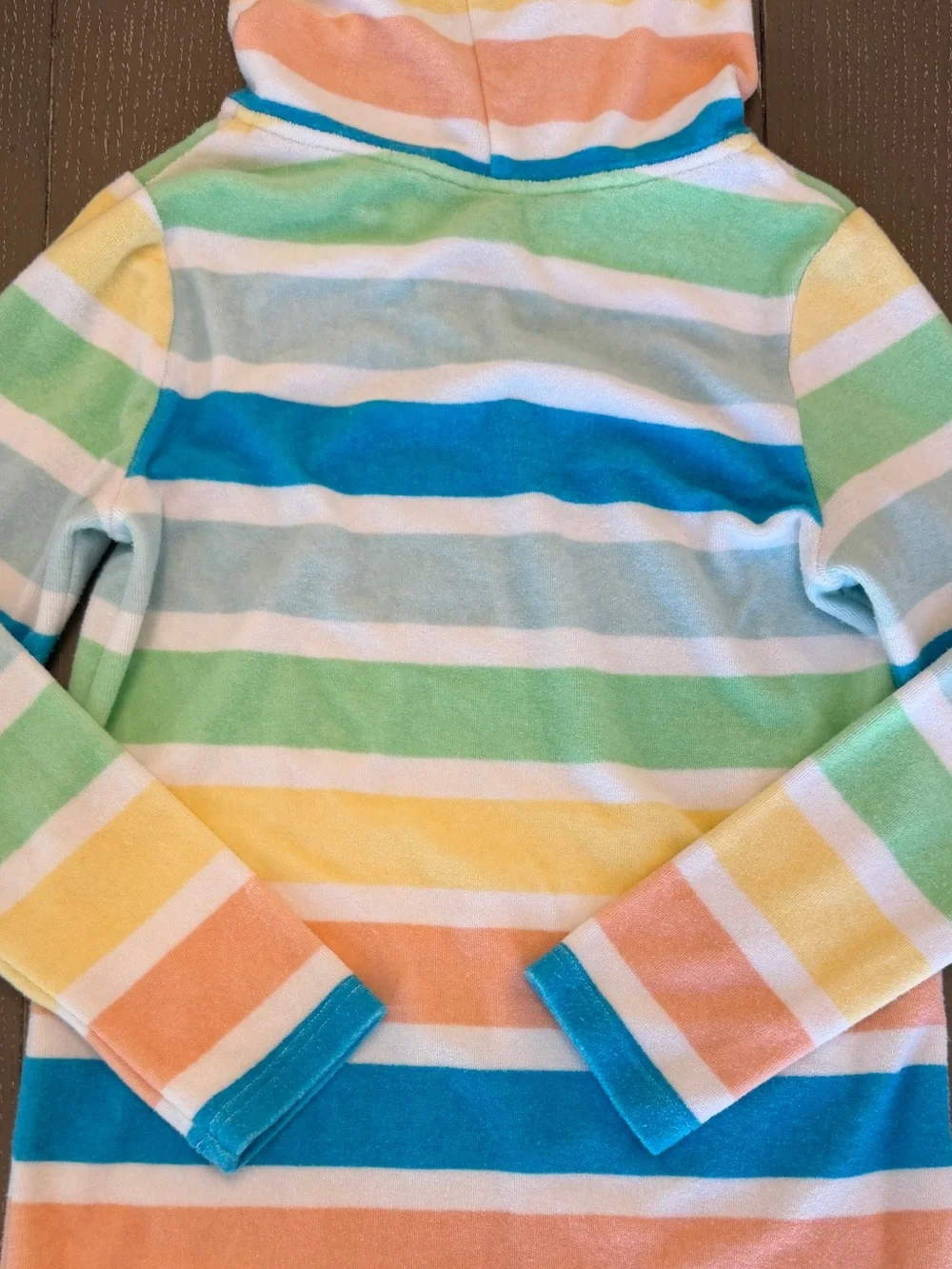 Lands’ End Girls’ Terrycloth Pastel Stripe Swim/Beach Cover-Up • Size 8 (M)